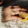 Ethnic Yellow Gold Plated Eye Ring - Bijoux Privés Discovery