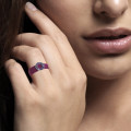 Stretchme Ring In 925 Silver And Purple Zircons Unique Size  - Aï Shiteru