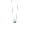 Collier fantaisie martelé pour femme orné d'une pierre bleu turquoise KENZA - Bijoux Privés Discovery