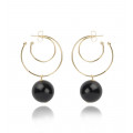 Earrings gold circles black ball - 2017 Collection - Poli Joias
