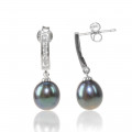 Women earrings with black pearl - Tikopia