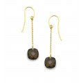 Earrings yellow gold 18K and quartz smoked - BeJewels