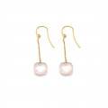Earrings yellow gold 18 carats with pink quartz - BeJewels