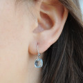 Earrings white gold 18K and blue topaz - BeJewels