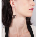 Pendant earrings in wood triangle - Poli Joias