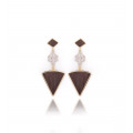 Pendant earrings with diamond shaped & wood triangle - Poli Joias