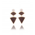 Pendant earrings with wood diamond shaped - Poli Joias