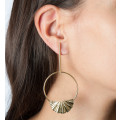 Pendant Earrings gold stem, circle and half circle -Poli Joias
