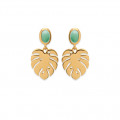 Gold or silver plated earrings "Flora" and aventurine stone - Bijoux Privés Discovery