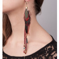 Leather and feather earrings - Amarkande