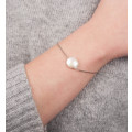 Silver chain bracelet with white pearl - Tikopia