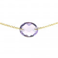 Yellow gold chain bracelet and oval amethyst - Be Jewels