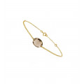 Yellow gold chain bracelet and smoky quartz- BeJewels