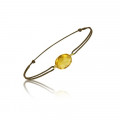 Brown cord bracelet with an oval citrine stone - Be Jewels!
