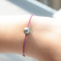 Purple cord bracelet with Tahiti Pearl - Tikopia