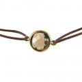 Sliding brown cord bracelet set with by a smoked quartz  - BeJewels
