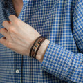 Leather bracelet 3 turns tiger eye and lava stone - Magnum