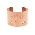 Woman cuff bracelet with buffalo skull and stars - Paloma jewelry