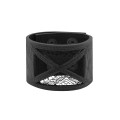 Cuff bracelet with lace stitched in black leather - Sev Sevad