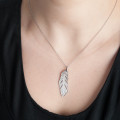 Long necklace steel for woman "Feather" - LorenzoR