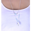 Long necklace double chain turquoise - Amarkande