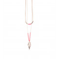 Double chain long necklace in coral colors - Amarkande