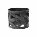 Women cuff bracelet with lace stitched in black leather - Sev Sevad