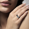 "4 Black Diamond Tea" Stretchme Ring. 925 Silver Unique Size