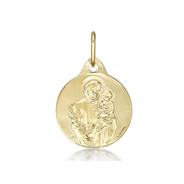 ONEKISS - Médaille St Joseph 15 mm, Or Jaune 18k 0,95g