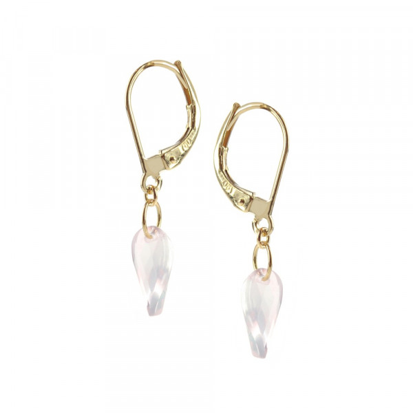 Boucles d'oreilles or jaune 18K avec quartz roses - BeJewels