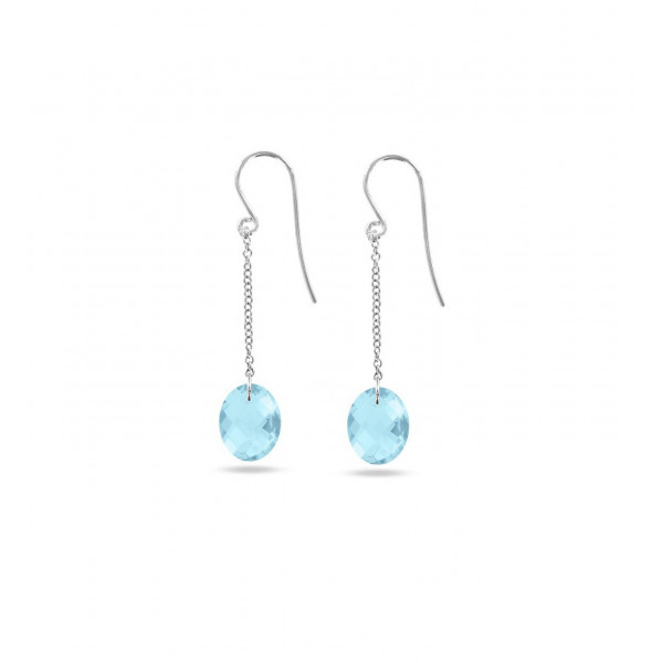 Boucles d'oreilles or blanc et topazes bleues - BeJewels