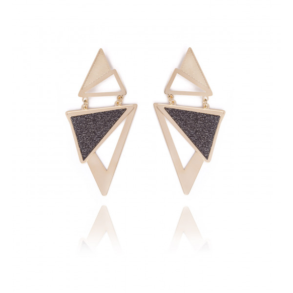 Boucles d'oreilles pendantes "Double triangle" - Poli Joias