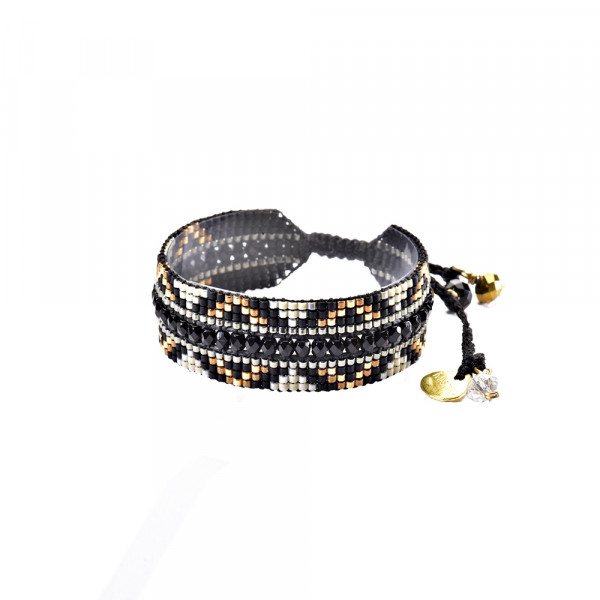 Bracelet femme "Metzy" perles noires - Collection Mishky Eté 2018
