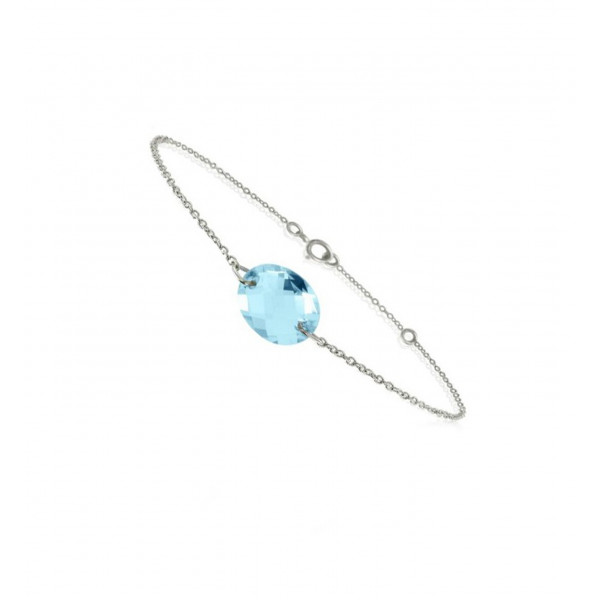 Bracelet chaine or blanc avec topaze bleue - BeJewels