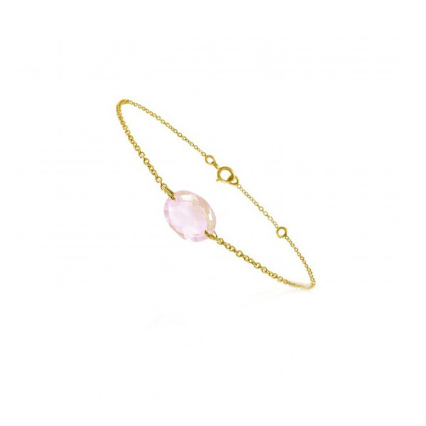 Bracelet chaine or jaune et quartz rose - BeJewels
