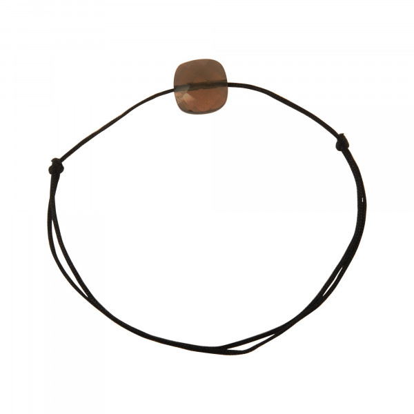 Bracelet cordon noir avec quartz fumé - Bijoux Tikopia