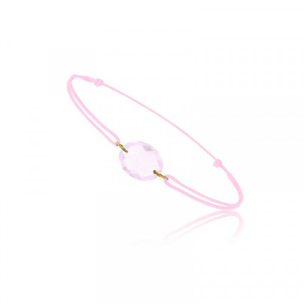 Bracelet femme cordon rose avec quartz rose - BeJewels