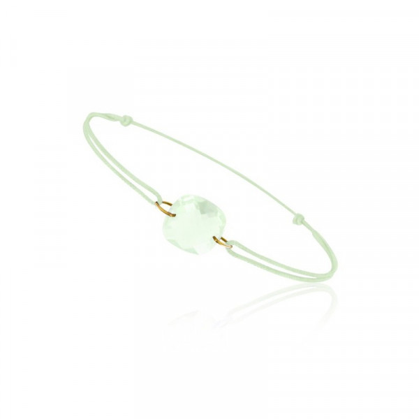 Bracelet cordon vert avec quartz vert coussin - Be Jewels!