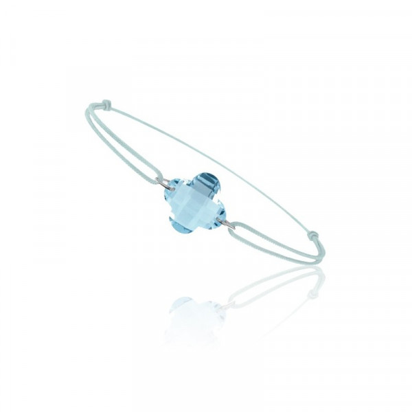 Bracelet cordon bleu ciel et topaze bleue - Bejewels