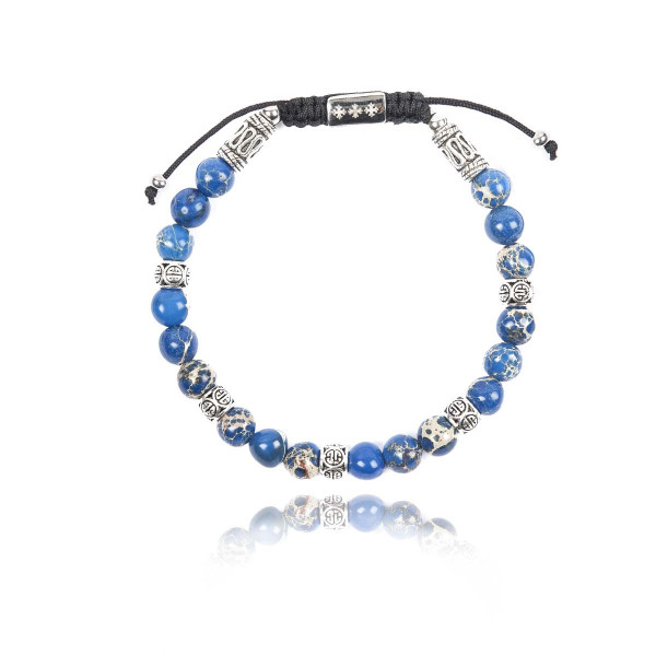 Bracelet pierres naturelles jaspe de mer bleue pour homme - Lauren Steven