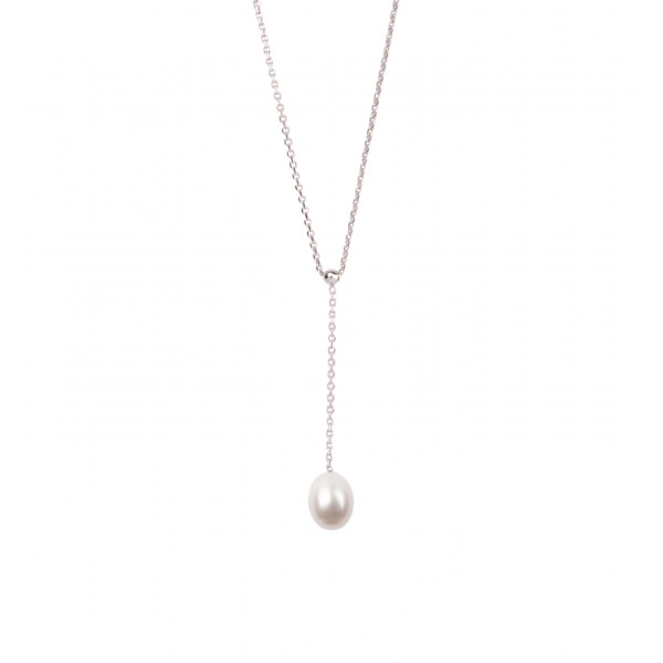 Collier chaine en argent et perle blanche - Tikopia