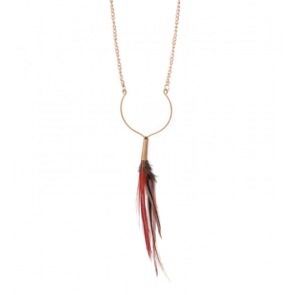 Sautoir plumes rouges et noires - Ruby Feathers