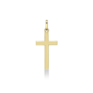 ONEKISS - Pendentif Croix polie, Or jaune 18k