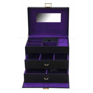 Boîte à bijoux, intérieur violet et miroir - DAVIDT'S