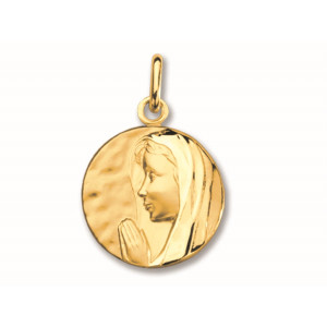 ONEKISS - Médaille Vierge en prière - 18mm - Or jaune 18k mat et poli 3,50g