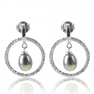 Boucles d'oreilles perles de Chine noires - Tikopia