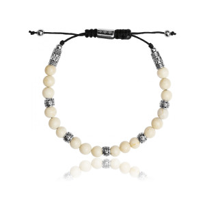 Bracelet pierres naturelles en jaspe de couleur blanche - Lauren Steven