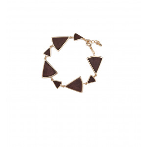 Bracelet pour femme en plaqué or et bois "Triangle" - Poli Joias