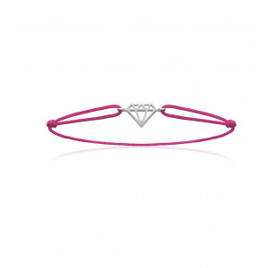 Bracelet cordon "diamant" et rose 