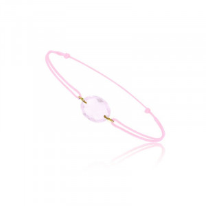 Bracelet femme cordon rose avec quartz rose - BeJewels